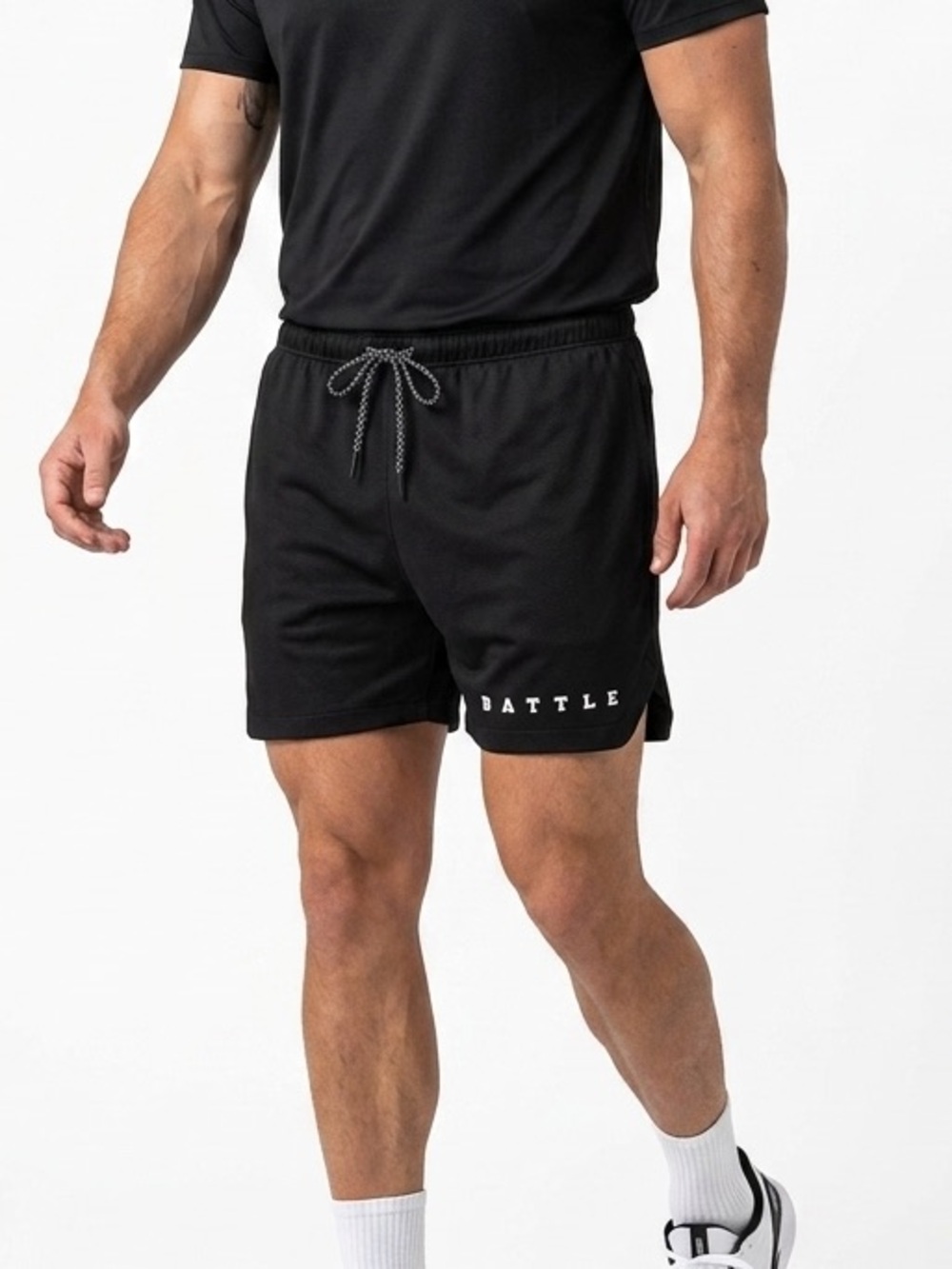 Battle Athletic Shorts Black Men’s Size Medium Performance Training Gym Lined
